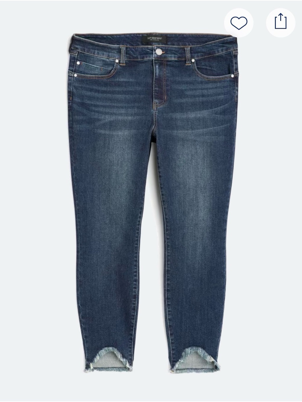 Liverpool Dark Indigo Frayed Ankle Skinny Jeans